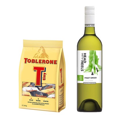 Head over Heels Pinot Grigio 75cl White Wine With Toblerone Tinys 248g